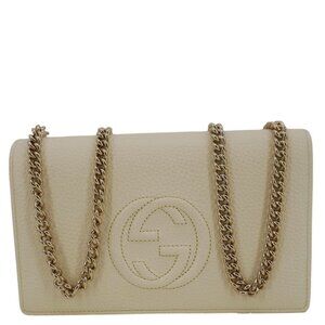 Gucci  Soho Leather Wallet On Chain Clutch Crossbody Bag Cream 598211